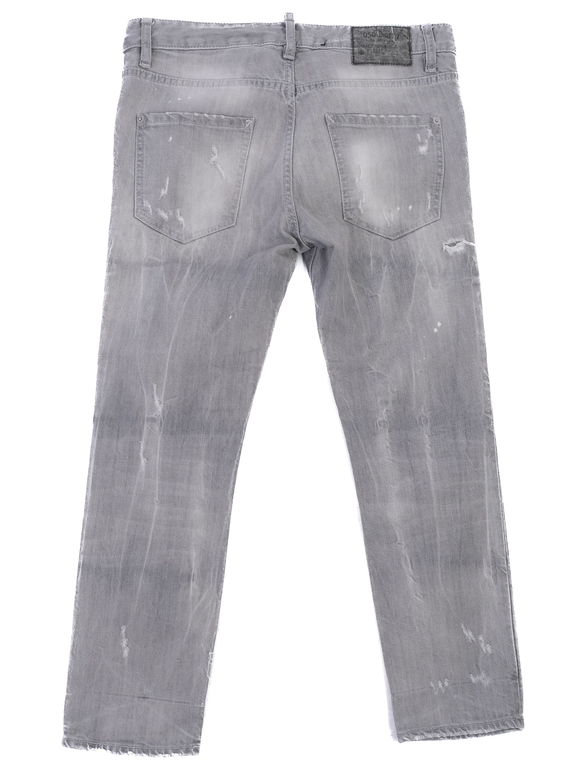 Excellent Dsquared2 Gray Distressed Jeans Size S Made in Italy