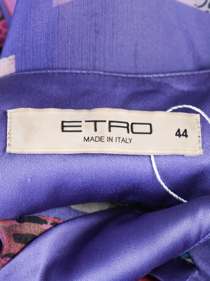 Excellent Etro Silk Purple Dress Patchwork Design Size N/A