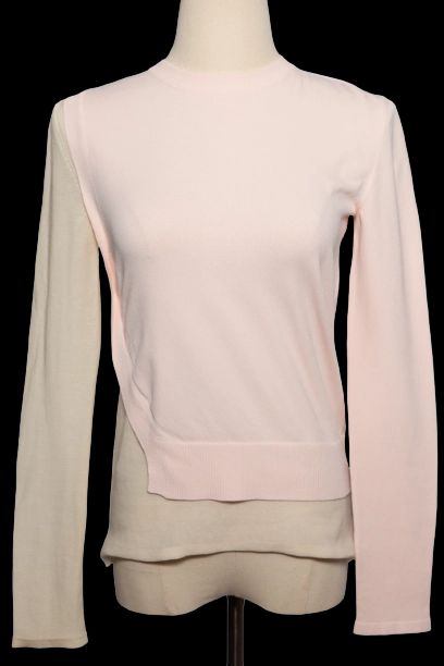 Excellent Cedric Charlier Pink Cream Two-Tone Long Sleeve Top Size XXS