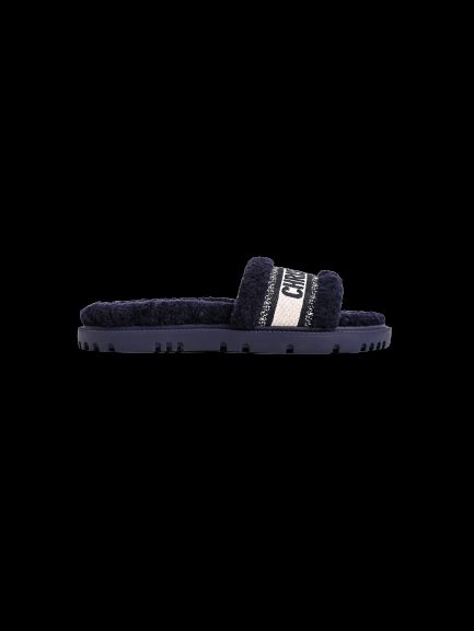 NEW Dior Blue Fuzzy Slide Sandals Women Size 37