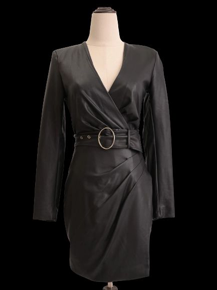Good Guess Black Viscose Dress XS Long Sleeve Wrap Style