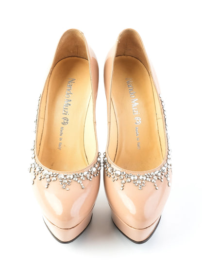 EXCELLENT Nando Muzi Pink Leather High-Heeled Shoes Size 36