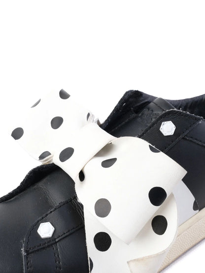 Excellent Moa Black Leather Sneakers with Bow Size 37