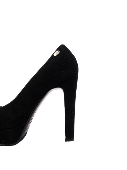 R&amp;Renzi Black Genuine Suede High-Heeled Shoes Size 38