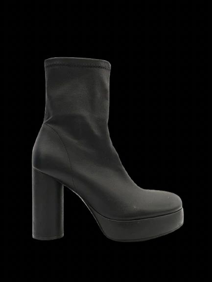 Vic Matie Black Leather High-Heeled Ankle Boots Size 37