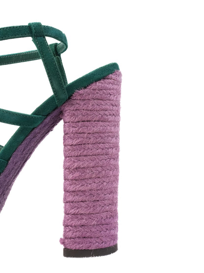 Perfect Yves Saint Laurent Green Leather High-Heeled Sandals Size 38