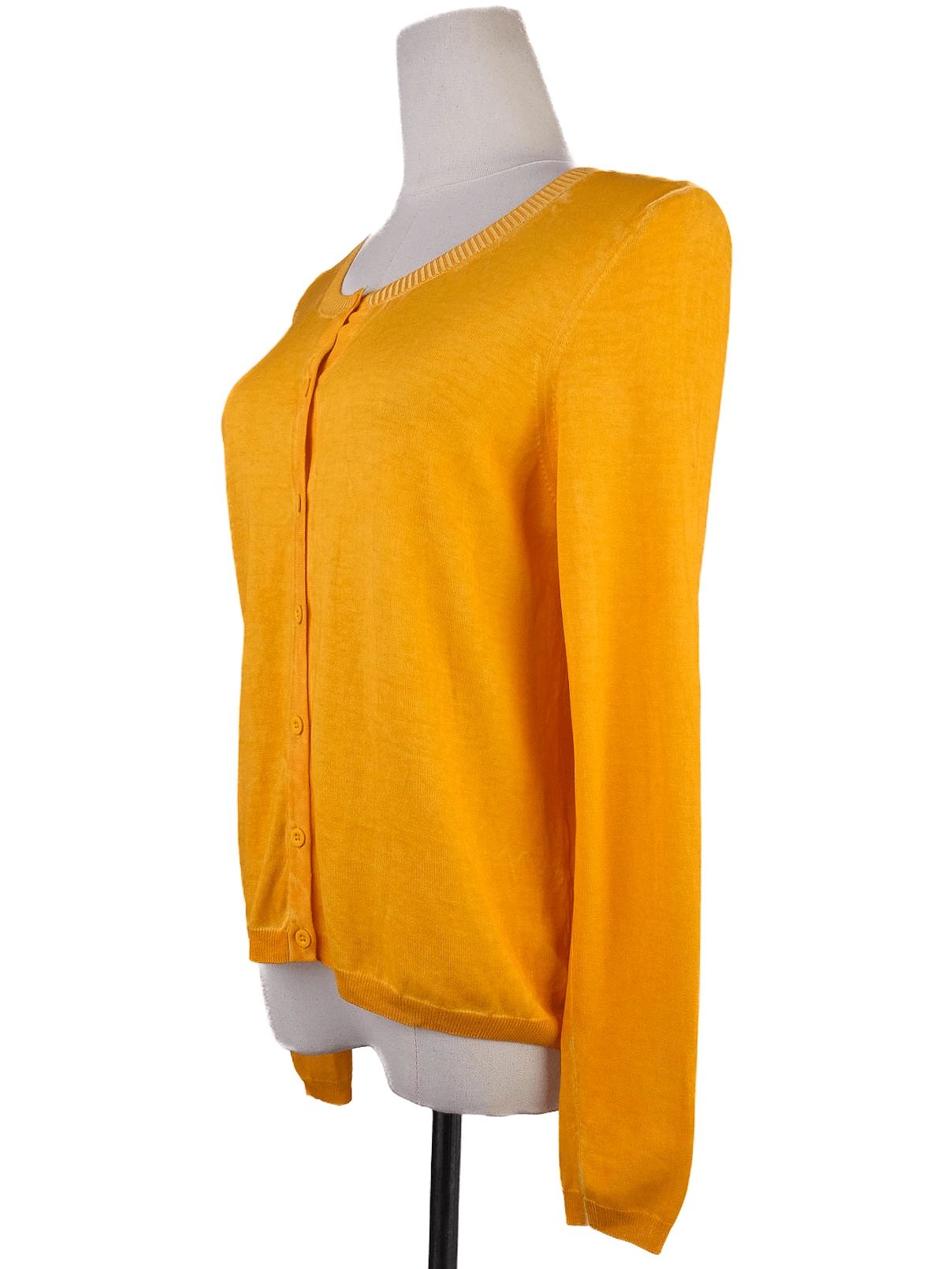 Excellent Purotatto Yellow Silk Knitted Cardigan for Women
