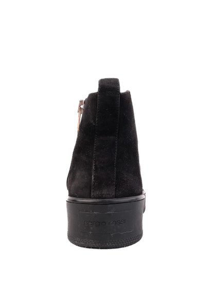 Good Sergio Rossi Black Suede Ankle Boots Size 36 with Metallic Detail