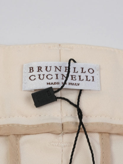Excellent Brunello Cucinelli White Elastane WomenÕs Pants Made in Italy