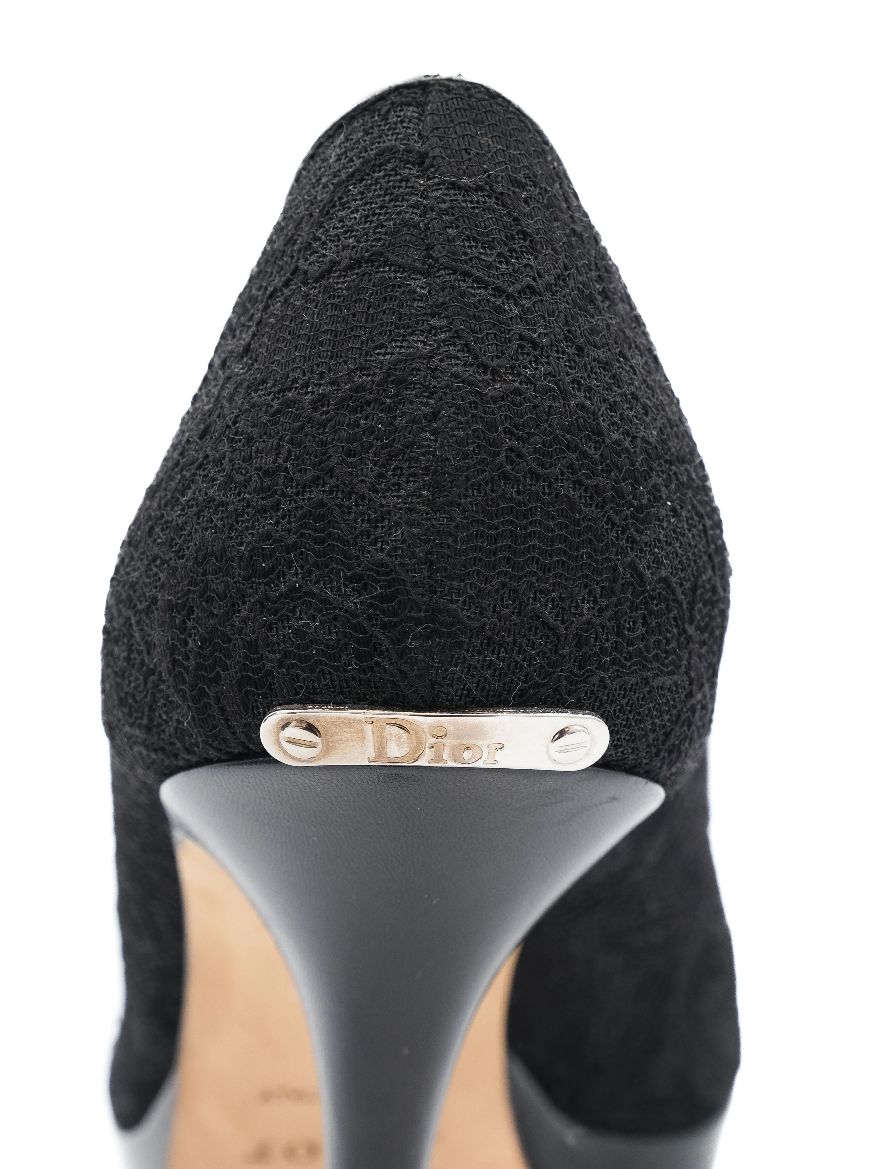 Excellent Dior Black Lace High-Heeled Shoes Size 38