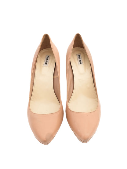 Excellent Miu Miu Orange Leather Classic Pumps Size 41.5