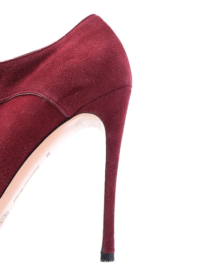 Gianvito Rossi Red Genuine Suede Lace-Up Ankle Boots Size 38.5