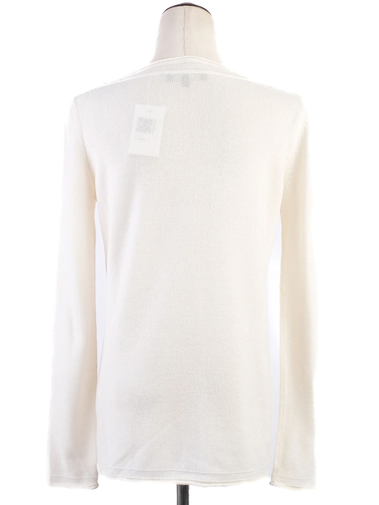 Excellent Loro Piana White Cashmere Sweater Size S Floral Design
