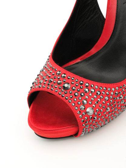 Excellent Alexander McQueen Red Leather High Heel Shoes Size 40