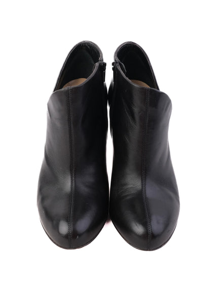 Christian Louboutin Black Leather Ankle Boots Size 35.5 with Red Soles