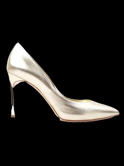 Perfect Casadei Yellow Metallic Leather High-Heeled Shoes Size 38