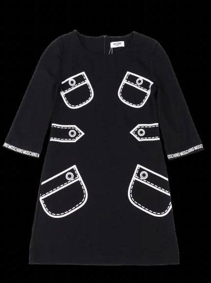 Excellent Moschino Black Dress for Kids Size 12 with Graphic Design