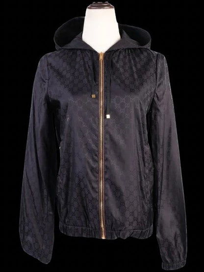 Gucci Black Hooded Jacket Nylon Size S Excellent Condition