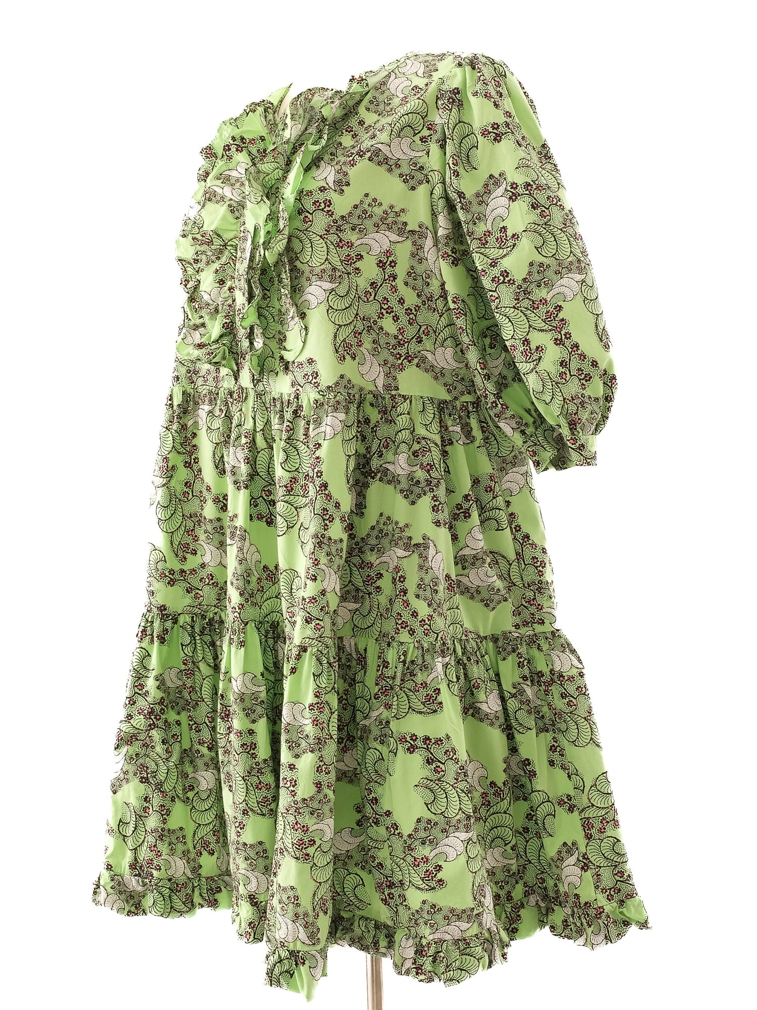 Excellent Diane von Furstenberg Green Floral Dress Size M