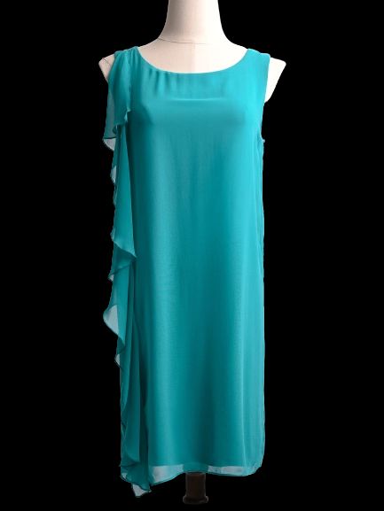 Excellent NAF NAF Turquoise Ruffled Sleeveless Dress XXS Women