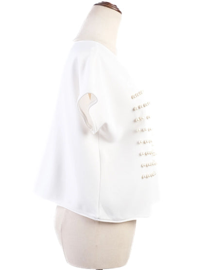 Excellent Giorgio Armani White Beaded Top Size M Women Viscose