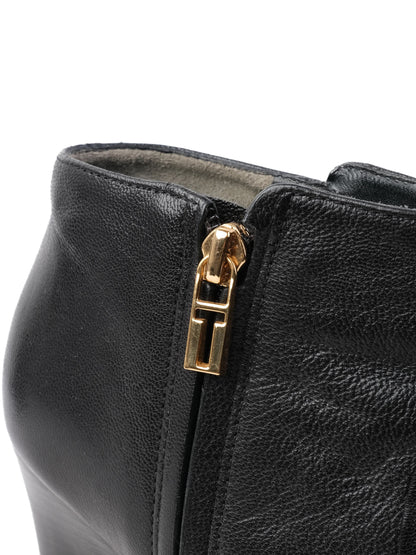 Excellent Tory Burch Black Leather Wedge Ankle Boots Size 40