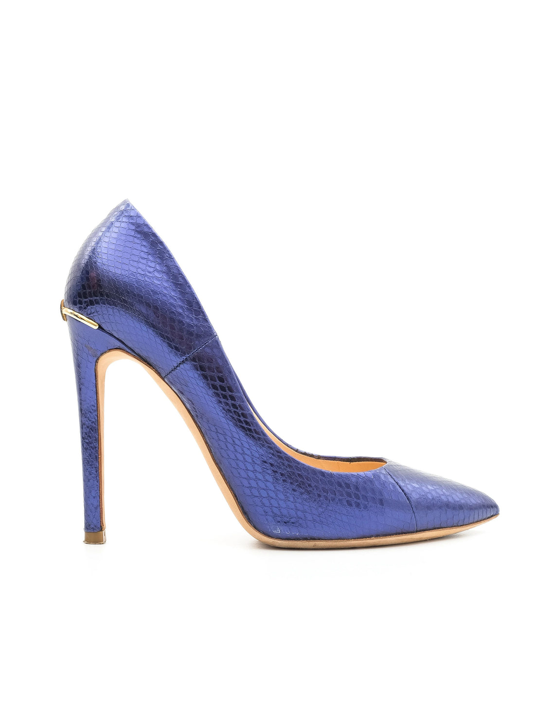 Excellent Ballin Blue Snakeskin Leather Stilettos Size 37