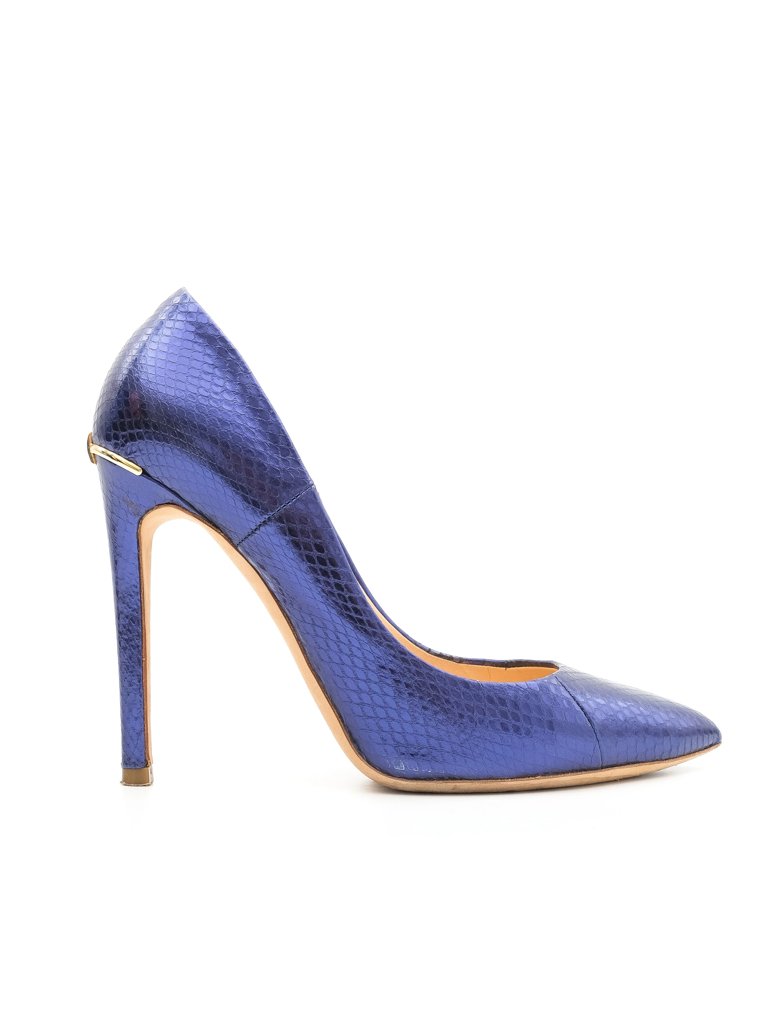 Excellent Ballin Blue Snakeskin Leather Stilettos Size 37
