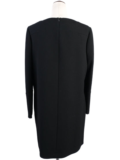 Maje Black Viscose Dress XL with Textured Cut-Out Design - Excellent