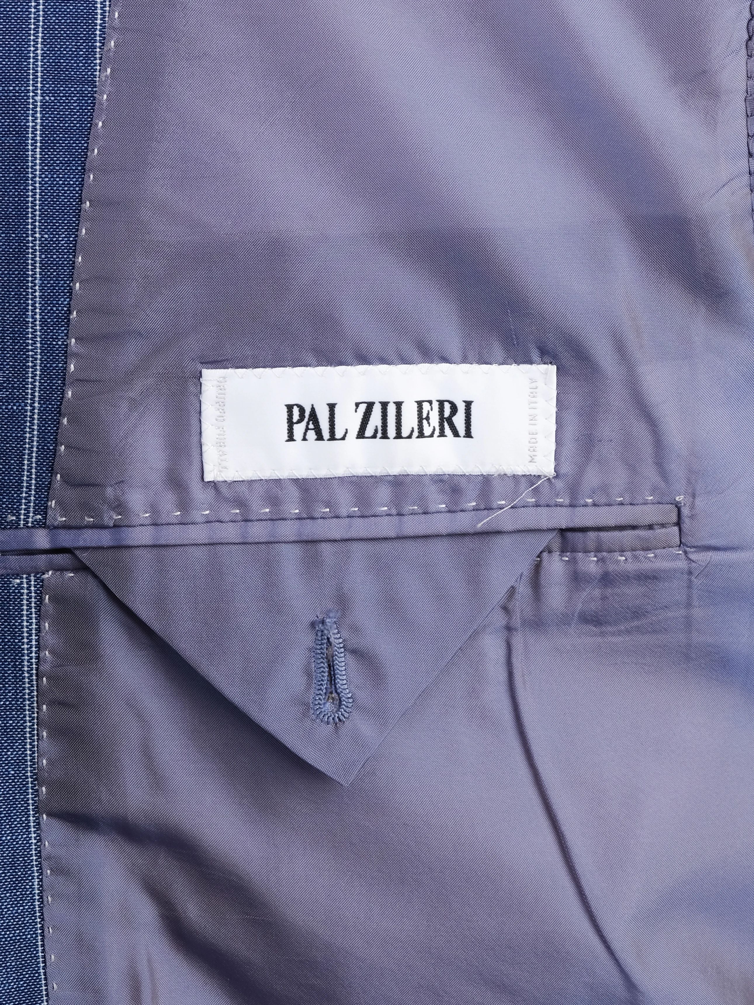 Excellent Pal Zileri Blue Wool Suit Jacket Size XXL Pinstripe