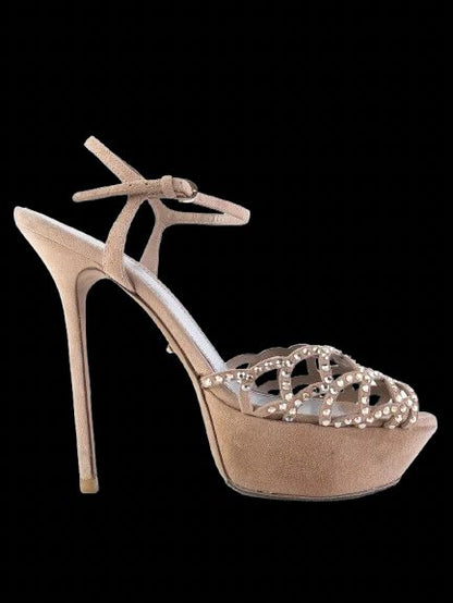 Excellent Sergio Rossi Orange Leather High-Heeled Sandals Size 38