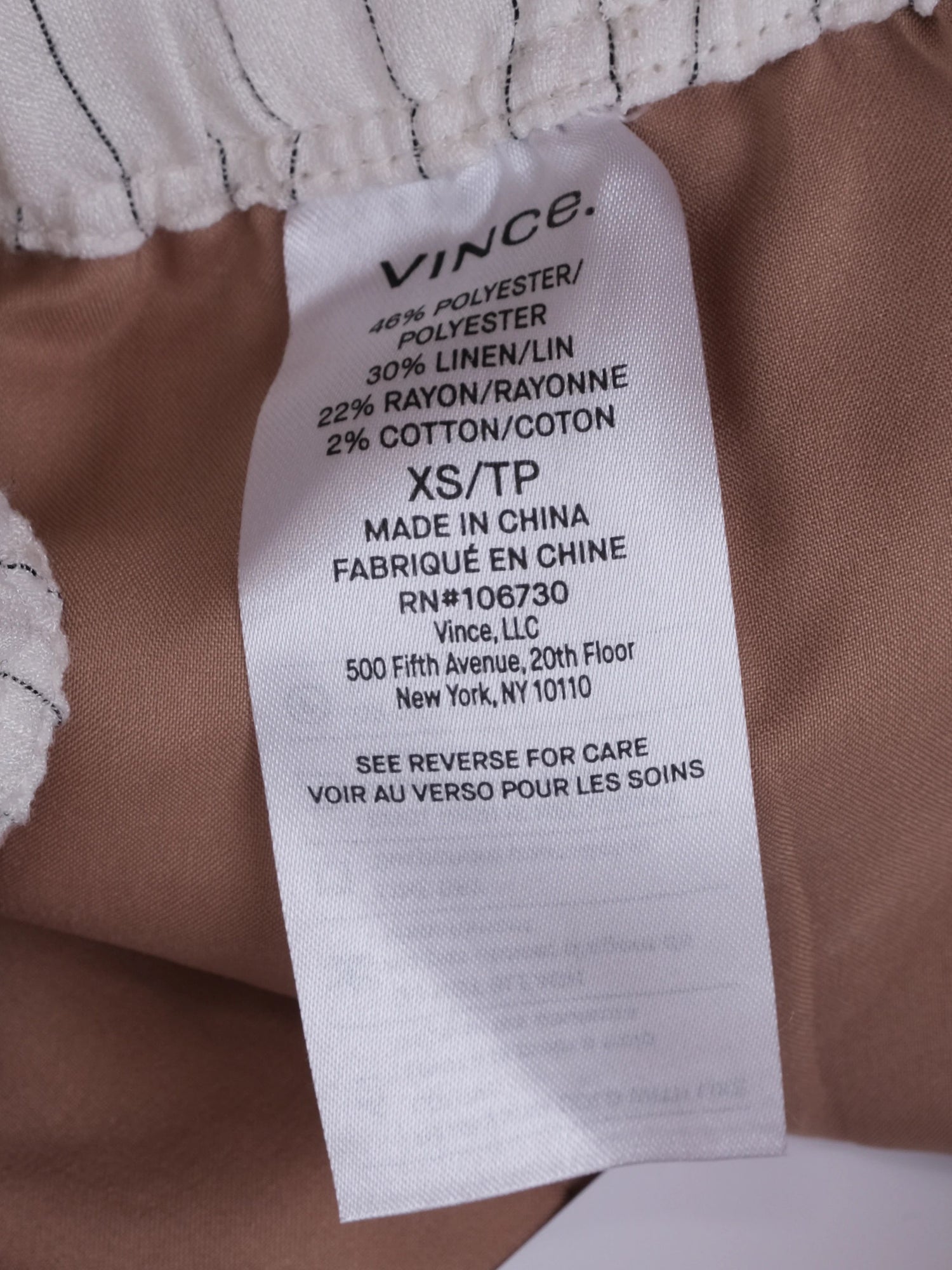 Excellent Vince White Pinstriped Pants XS Viscose Casual Wear