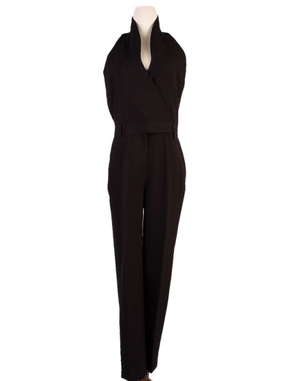 NEW Armani Exchange Black Jumpsuit Women Viscose High Collar Size