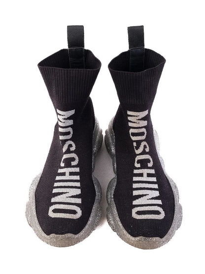 Perfect Moschino Black High-Top Sneakers for Kids Size 34