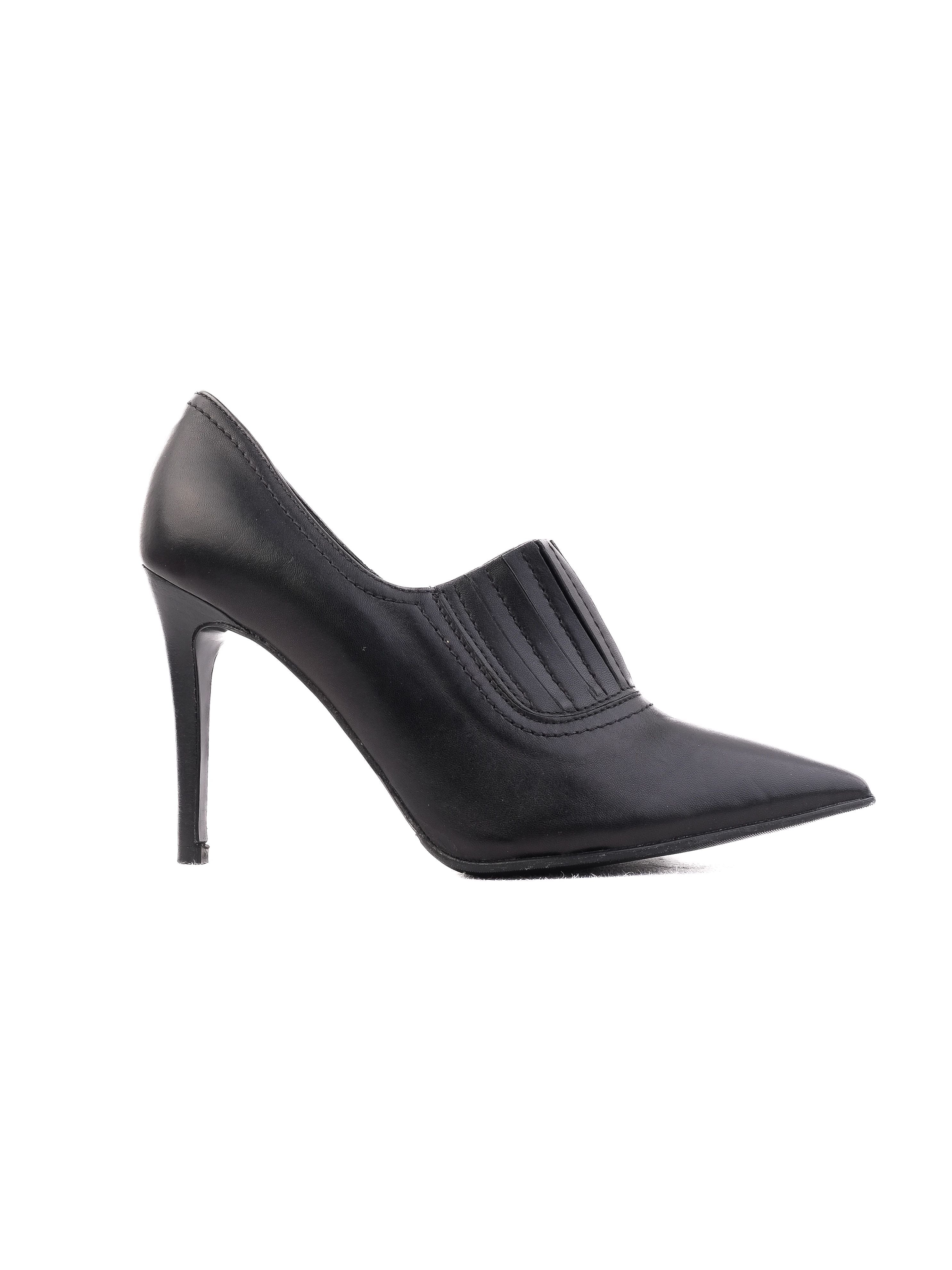 Good Napoleoni Black Leather High-Heeled Shoes Size 36.5