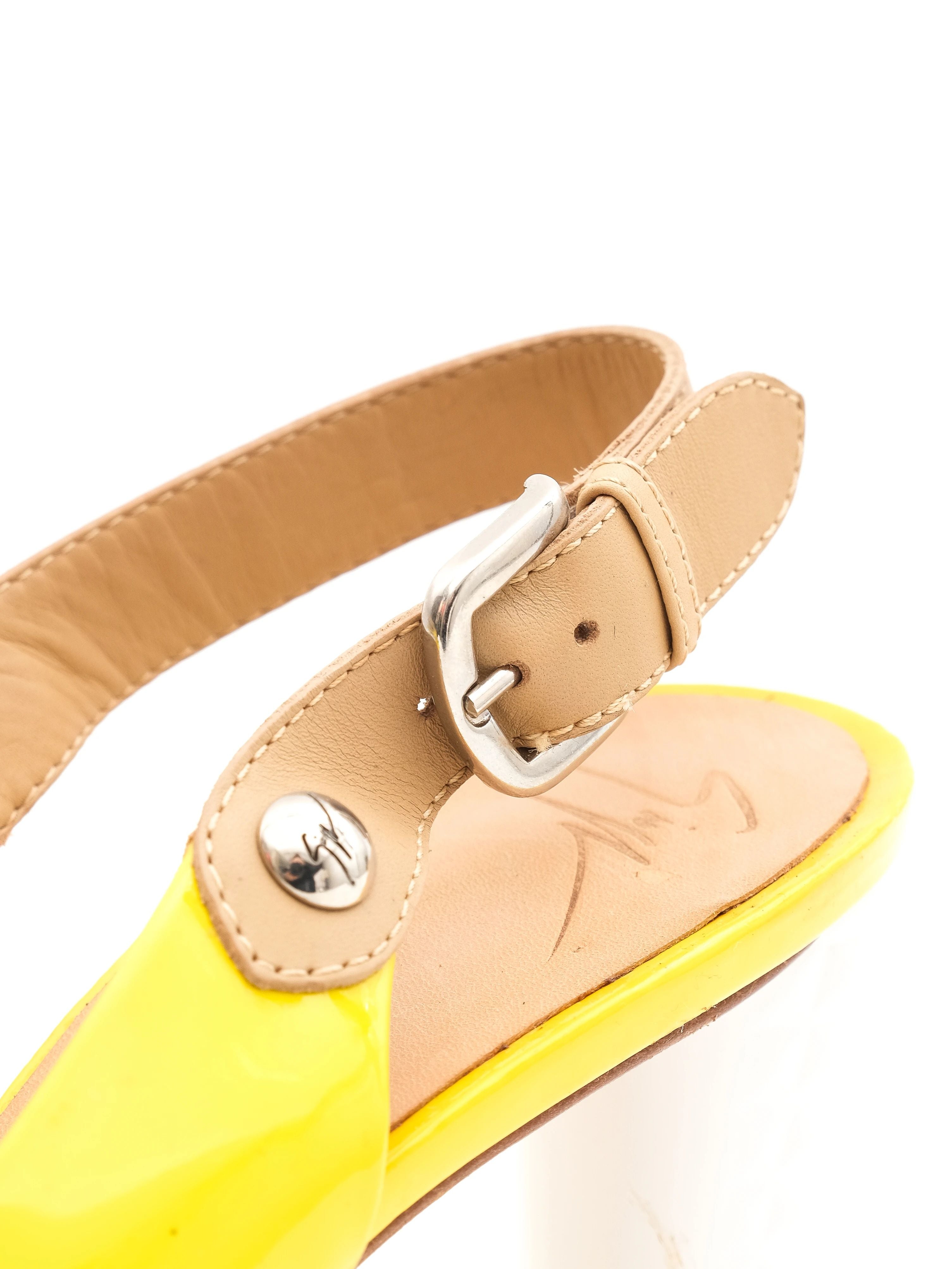 Perfect Giuseppe Zanotti Yellow Leather Slingback Heels Women&