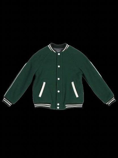 Excellent Bonpoint Varsity Jacket Green Cotton Size 8 For Kids