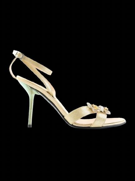 Perfect Pollini Yellow Leather High-Heeled Sandals Size 38