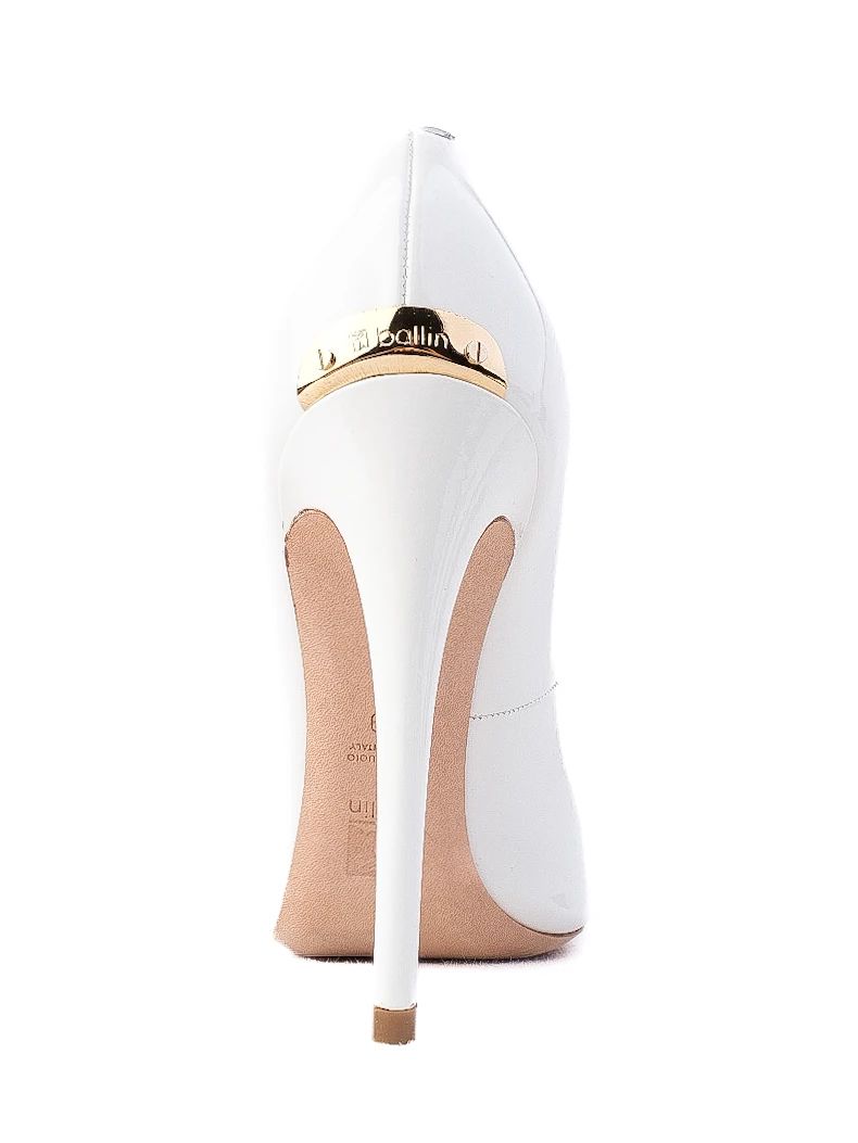 NEW Ballin White Leather High-Heeled Shoes Elegant Design