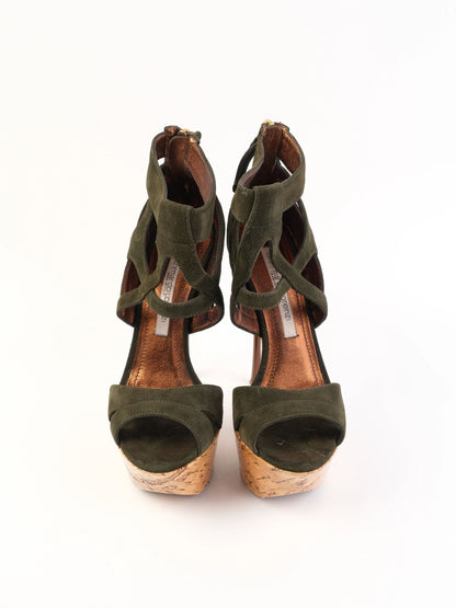 Excellent Gianmarco Lorenzi Gray Leather High-Heeled Platform Shoes Size 38