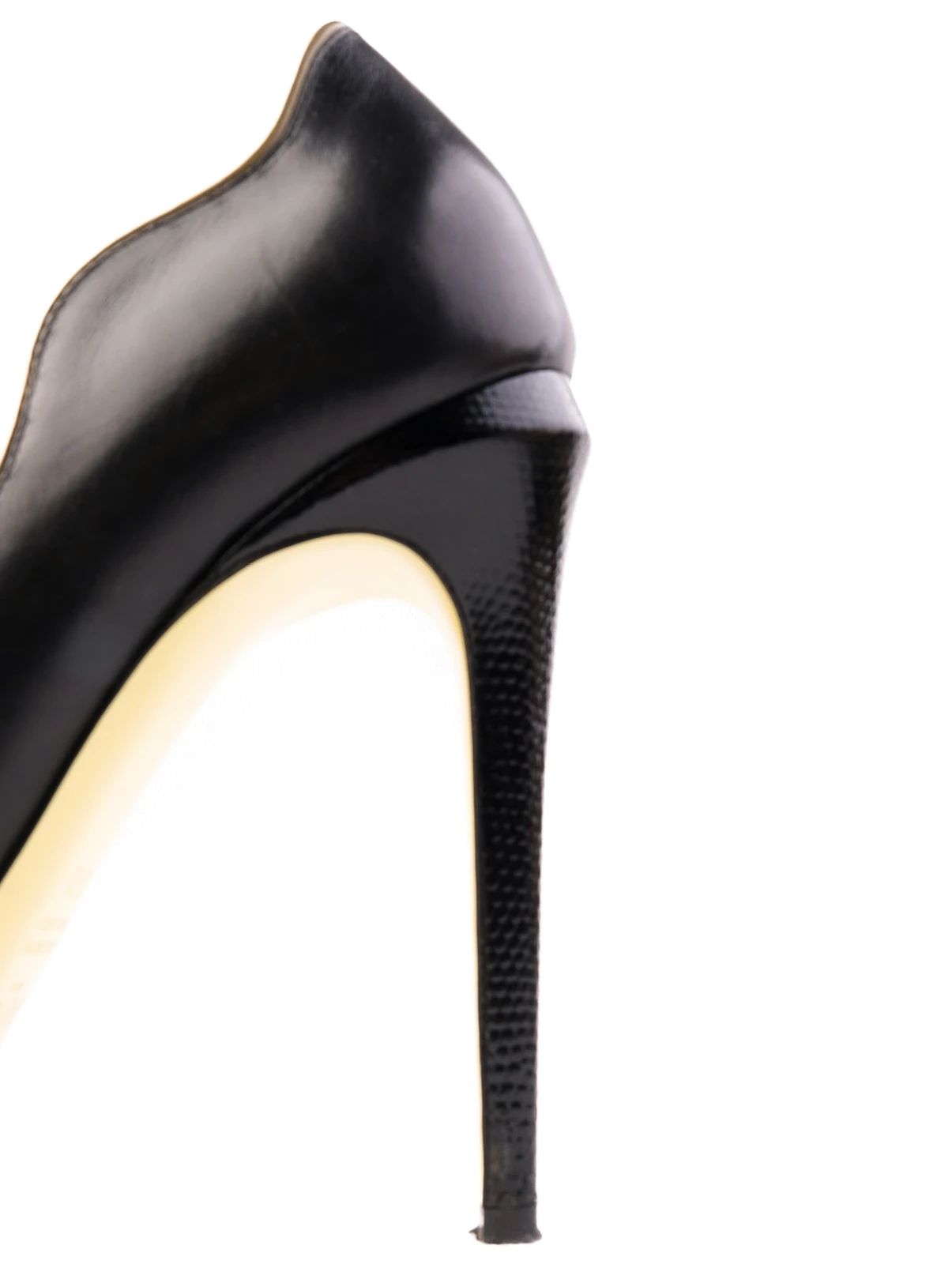 Fendi Black Leather High-Heeled Peep-Toe Shoes Size 37.5