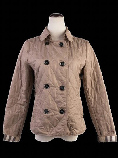 Excellent Burberry Gray Quilted Jacket Women Size S Polyester
