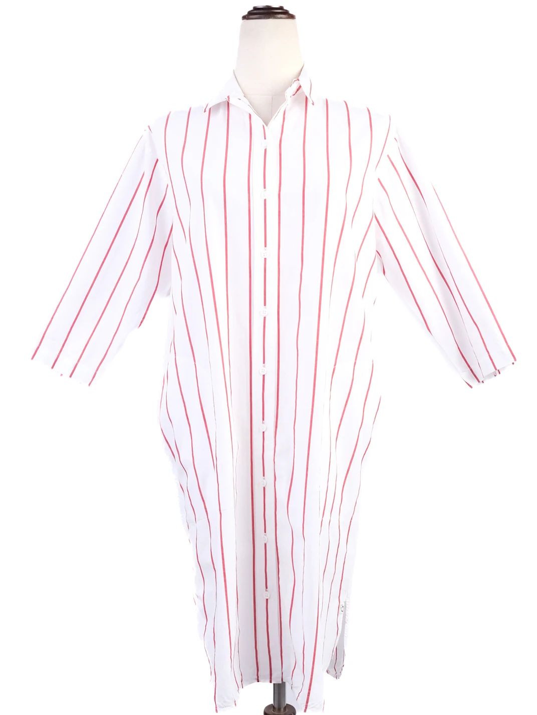 Excellent Marc O Polo White Shirt Dress Red Stripes Size N/A