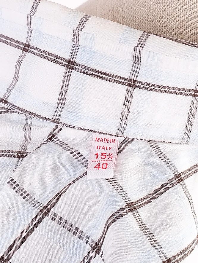 Perfect Isaia White Cotton Checkered Shirt Size L for Men