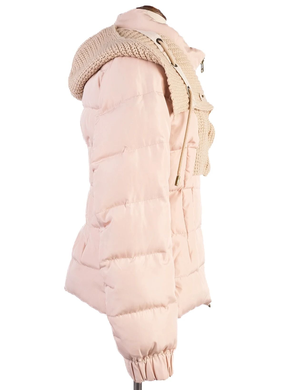 Excellent Tory Burch White Puffer Jacket Size S with Knit Overlay