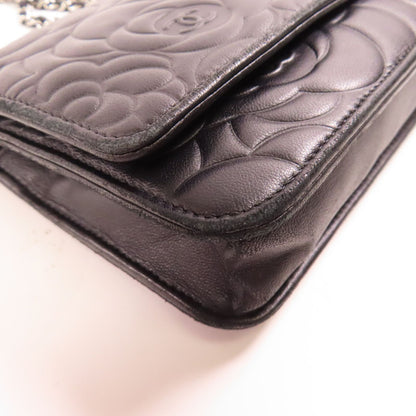 Chanel Lambskin Camellia Embossed Wallet on Chain WOC