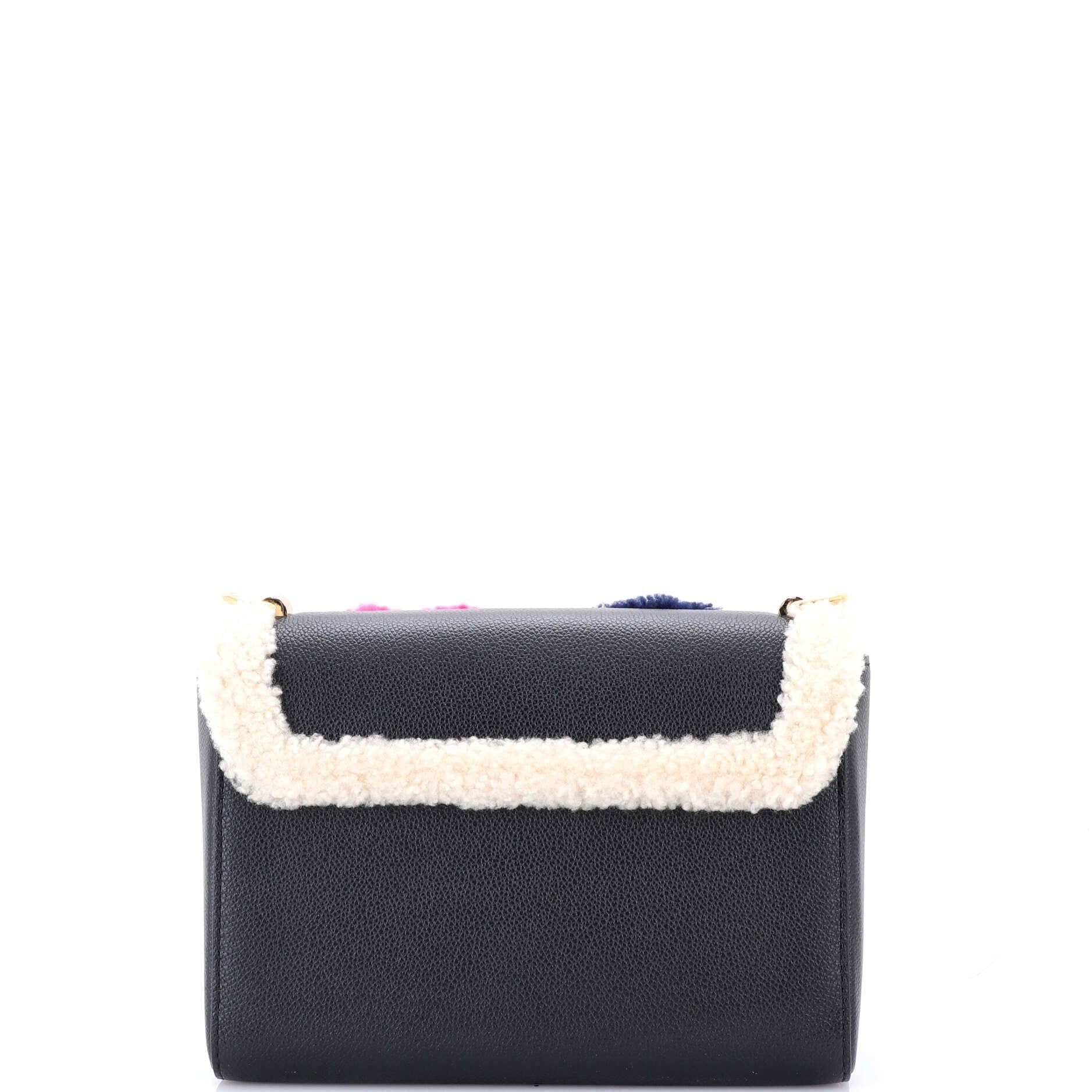 Louis Vuitton Twist Handbag Leather And Monogram Teddy Shearling Mm
