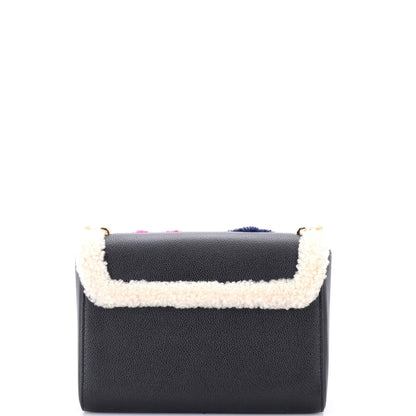 Louis Vuitton Twist Handbag Leather And Monogram Teddy Shearling Mm