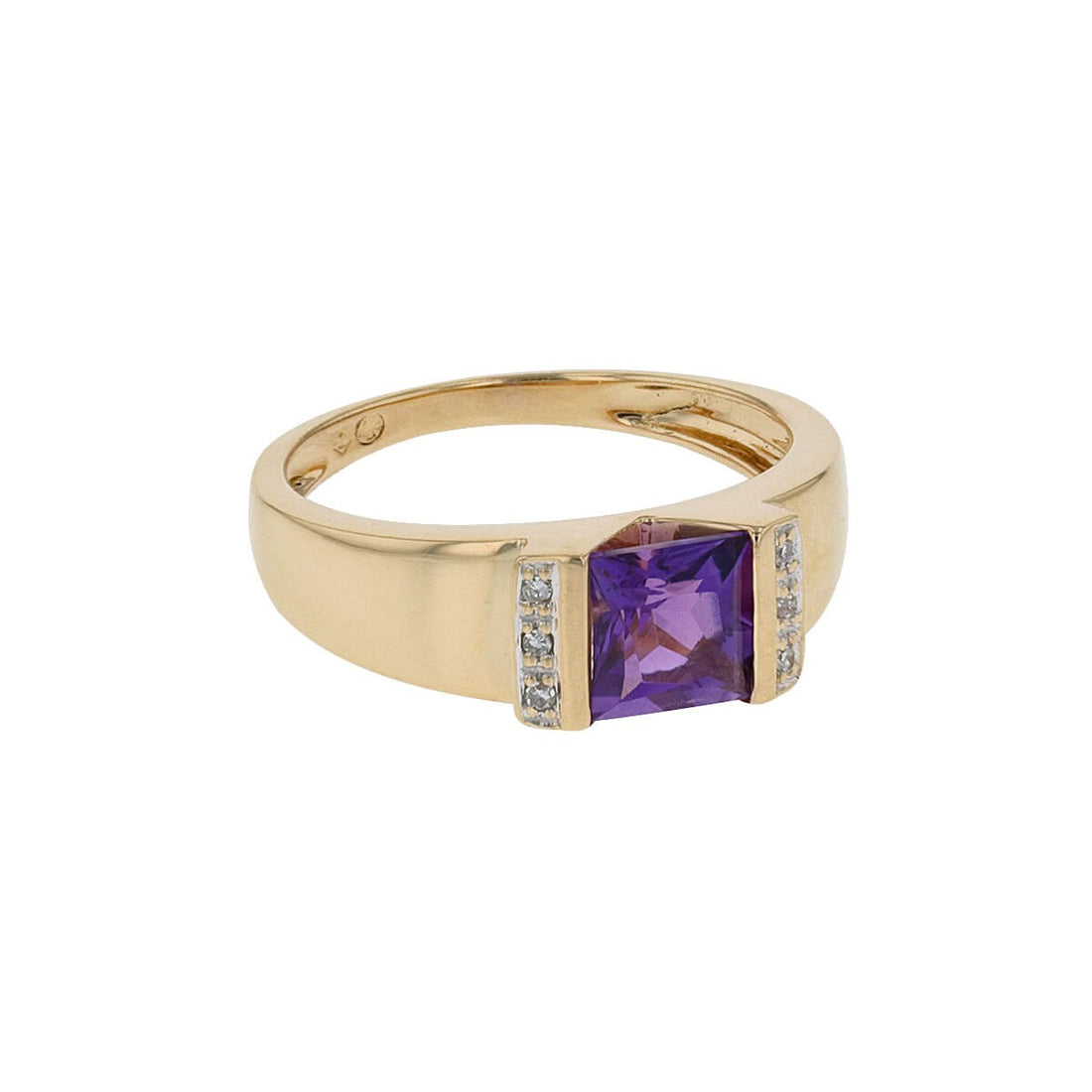 Amethyst, diamonds and gold necklace