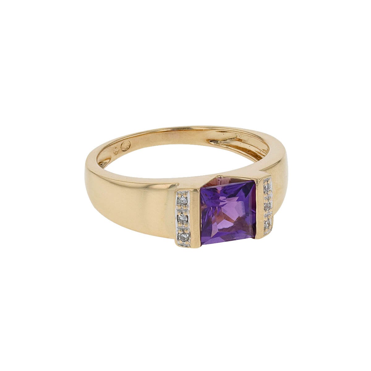 Amethyst, diamonds and gold necklace